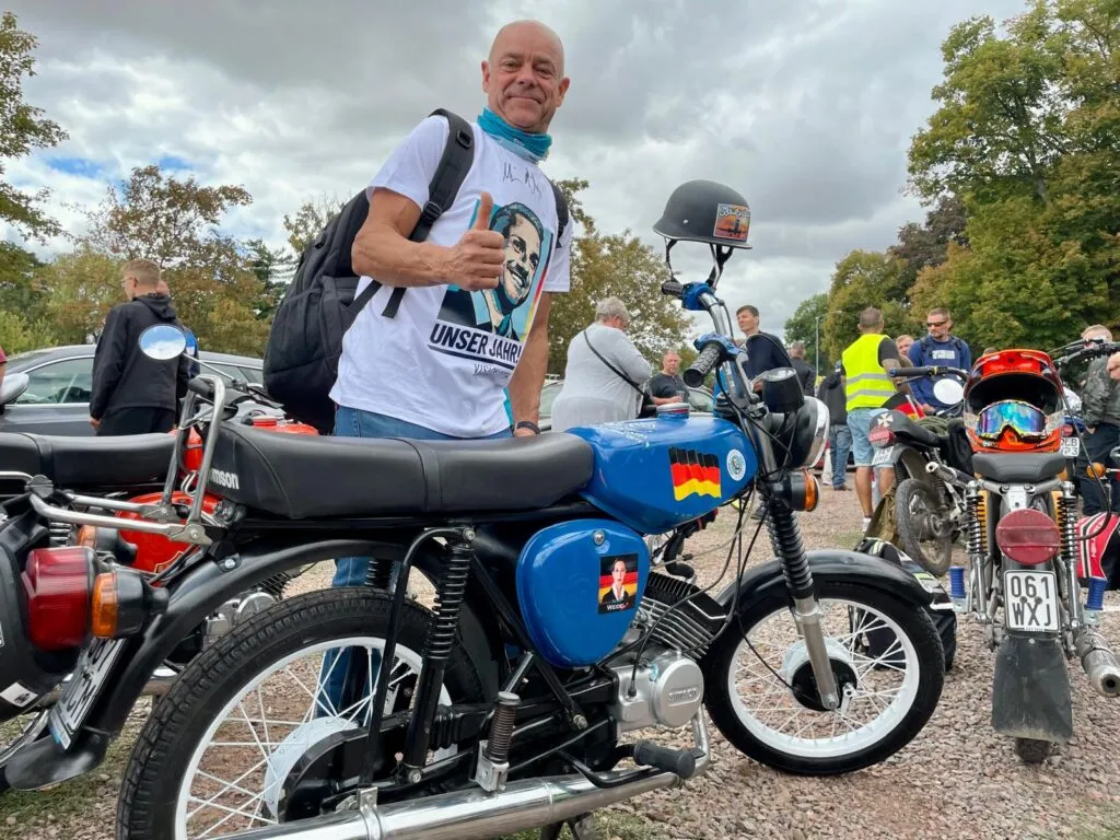 Martin Krause with his moped.