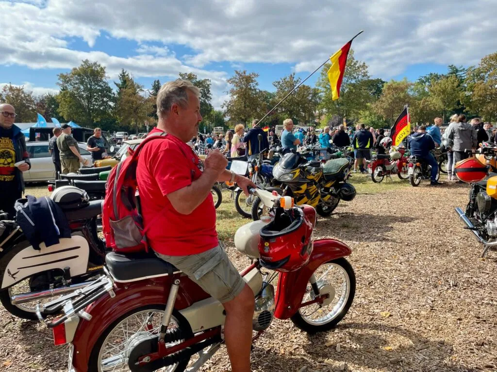 Michael Friedrich on his moped.