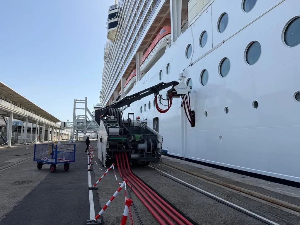 Shipbuilders at work in a European yard