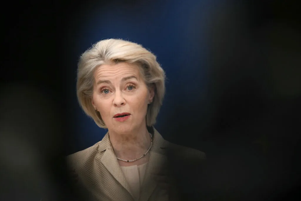 Ursula von der Leyen at a Brussels press conference